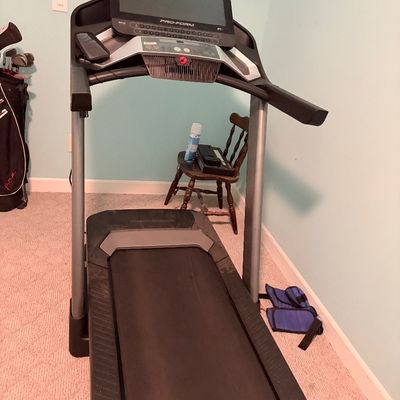 Sale Photo Thumbnail #178: Pro-Form modern electric treadmill featuring a large touchscreen console display.