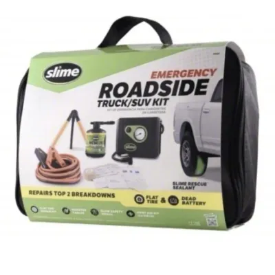 Sale Photo Thumbnail #131: Slime brand emergency roadside kit for trucks and SUVs in original soft-sided carrying case with packaging sleeve.
