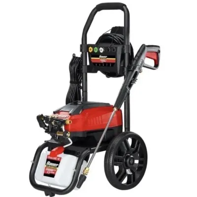 Sale Photo Thumbnail #21: Bauer Brushless 3000 PSI electric pressure washer mounted on a wheeled cart with spray wand and attachments.