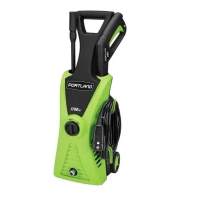 Sale Photo Thumbnail #2: Portland 1750 PSI electric pressure washer in bright green and black casing, complete with spray wand and power cord.
