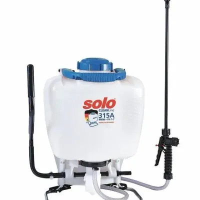 Sale Photo Thumbnail #109: Solo CleanLine 315A backpack pressure sprayer with pump handle, spray wand, and hose assembly.