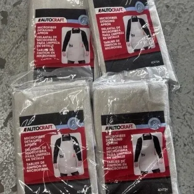 Sale Photo Thumbnail #4: Set of four AutoCraft brand microfiber detailing aprons, new and sealed in original plastic packaging.