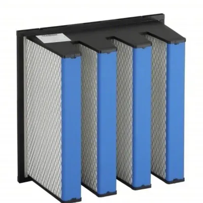 Sale Photo Thumbnail #44: Grainger commercial high-efficiency air filter, unused with blue trim and mesh support grid.