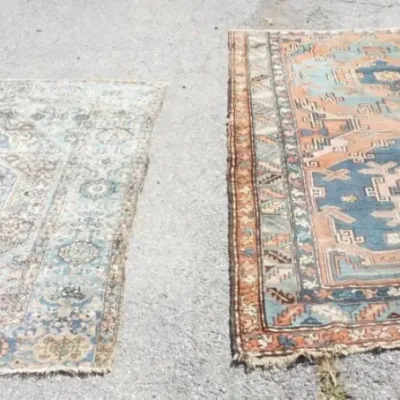Sale Photo Thumbnail #181: 1180	2 WOOL WOVEN RUGS, LARGEST APPROXIMATELY 7 FT 6 IN X 4 FT 8 IN																																																																																																																																																																																												