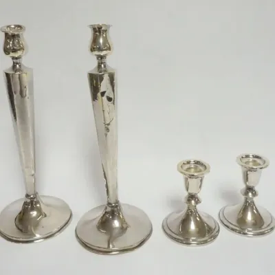 Sale Photo Thumbnail #15: 1015	WEIGHTED STERLING SILVER CANDLESTICKS																																																																																																																																																																																																																					