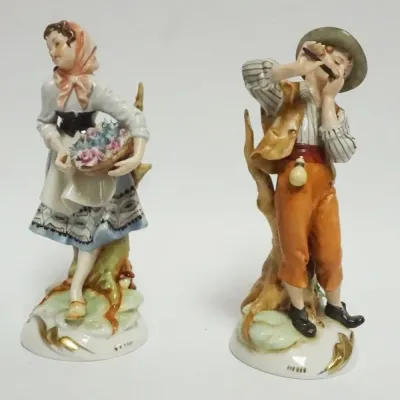 Sale Photo Thumbnail #35: 1035	PAIR OF PORCELAIN FIGURINES OF MAN & WOMAN																																																																																																																																																																																																																