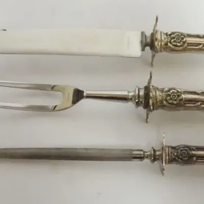 Sale Photo Thumbnail #12: 1012	STERLING SILVER HANDLED CUTLERY SET																																																																																																																																																																																																																							