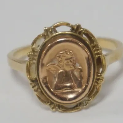 Sale Photo Thumbnail #44: 1044	14K GOLD LADIES CHERUB RING, APPROXIMATE SIZE 9 3/4, 2.1 DWT																																																																																																																																																																																														