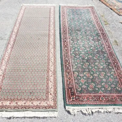 Sale Photo Thumbnail #180: 1179	2 WOOL WOVEN RUNNERS, EACH APPROXIMATELY 7FT 9 IN X 2 FT 7 IN																																																																																																																																																																																													