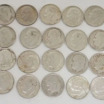 Sale Photo Thumbnail #63: 1063	GROUP OF 20 1964 & EARLIER ROOSEVELT DIMES																																																																																																																																																																																																																