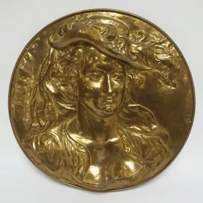 Sale Photo Thumbnail #19: 1019	JEAN JACQUES LABAER BRASS WALL PLAQUE, RELIEF ART NOUVEAU WOMAN, APPROXIMATELY 21 IN																																																																																																																																																																						