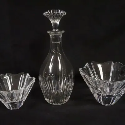 Sale Photo Thumbnail #24: 1024	BACCARAT CRYSTAL DECANTOR & ORREFORS BOWLS, TALLEST APPROXIMATELY 11 IN HIGH																																																																																																																																																																														