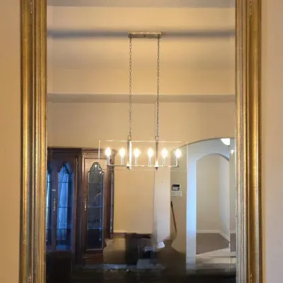 Large Statement Beveled Wall Mirror in Gold Finished Wood Frame... Make Room For a Big One!