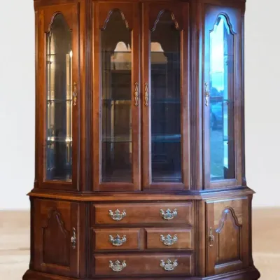 Keller Furniture Solid Cherry Traditional Lighted Display China Cabinet