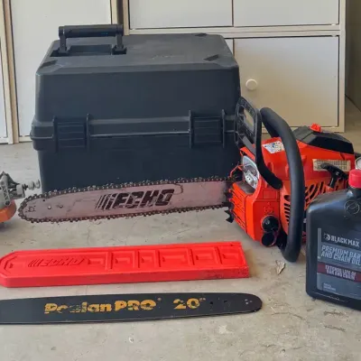 Echo CS-400 16" Gas Chainsaw Bundle w/ Chicago Electric Sharpener, Extra Oregon Bar & Spare Chain