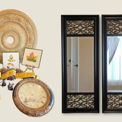 Eclectic Vintage Decor: Mirrors, Brass Easels, Italian Plaques & More