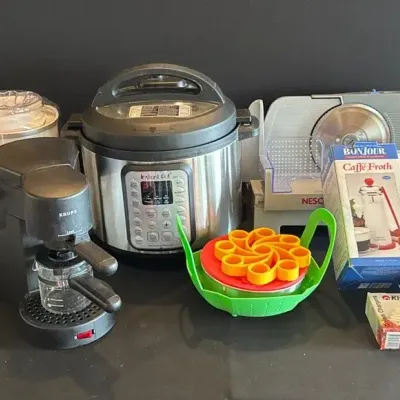 Instant Pot Viva 8, Cuisinart Ice Cream Maker, NESCO Slicer, Krups Espresso, & Accessories