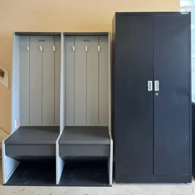Lifetime Double Storage Locker System + WorkPRO 5-Shelf Steel Cabinet Bundle