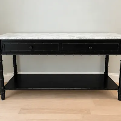 Sale Photo Thumbnail #16: Marble top bamboo console table