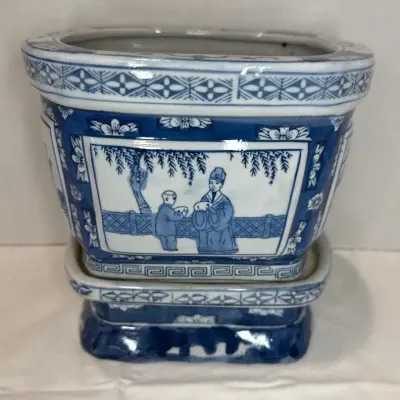 Vintage Asian Canton Tree Pot and Stand (ceramic)