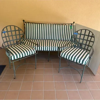 Wrought Iron Outdoor Padded Chairs (2) and Sofa