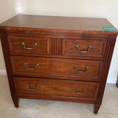 Wood Dresser with 4 Drawers and Brass Handles, 32” x 17” x 30”
