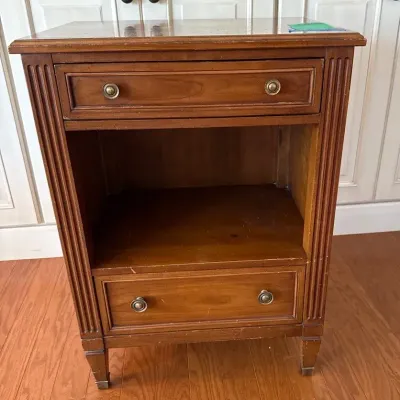 Wood Side Table with 2 Drawers 21” x 15 1/2” x 29 1/2”
