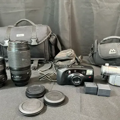 Nikon Camera Lenses, Minolta AF Film Camera & Panasonic Camcorder | Photography Collection