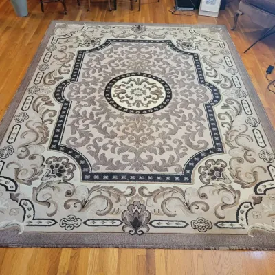 Kingdom Persian Weavers Area Rug | Traditional Floral Medallion Design | Beige & Brown