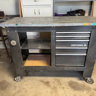 Craftsman Rolling Tool Cart & Workbench | Metal Top, Storage Drawers & Contents Included