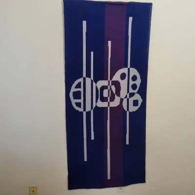 Vintage Mid-Century Modern Woven Wall Hanging | Abstract Geometric Textile Tapestry