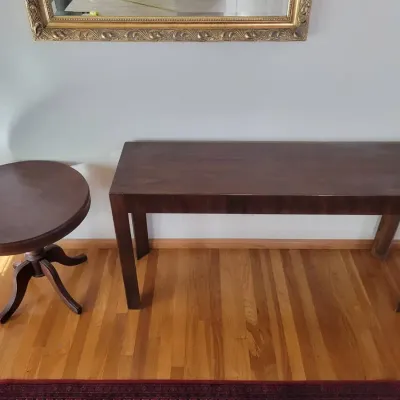 Wood Console Table With Contemporary Design & Round Pedestal Accent Table | Set Of 2