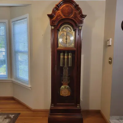 Howard Miller Grandfather Clock | Ornate Triple Chime Dial, Brass Pendulum & Weights