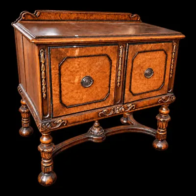 Antique Berkey & Gay Furniture | Ornately Carved Burl Wood Sideboard Cabinet