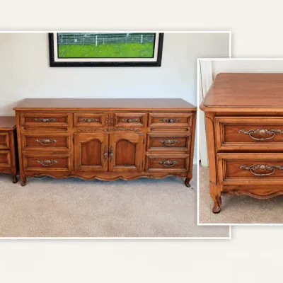 Dixie French Provincial Style Dresser & Matching Nightstands | 3 Pieces