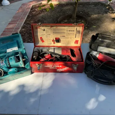 Milwaukee Heavy-Duty Right Angle Drill, Makita 3608B Router & Chicago Electric Multi-Tool