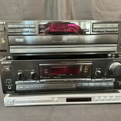 Sony 5-Disc CD Changer CDP-C215 & STR-D590 Stereo Receiver | Magnavox DVD Player
