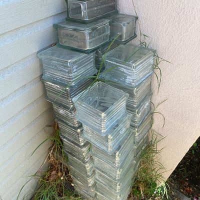 Sale Photo Thumbnail #179: Vintage Heavy Duty Press Molded Architectural Glass Blocks