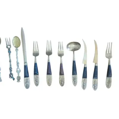 MI407 Vintage Siam Bronze & Teak/Rosewood Flatware Set