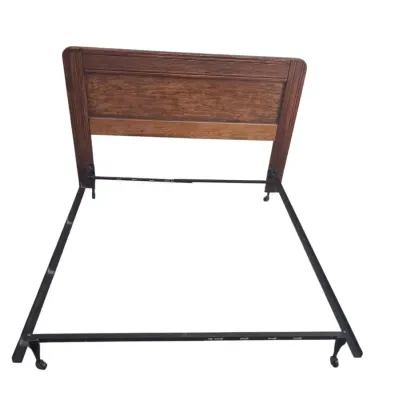 MI403 Mid-Century Modern Walnut Headboard / Metal Bedframe