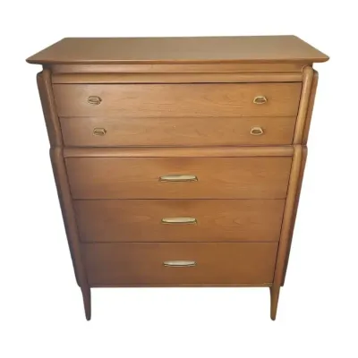 MI404 Drexel Mid-Century Modern "Projection" 5 Drawer Highboy Dresser