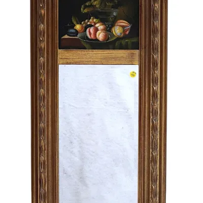 Sale Photo Thumbnail #121: ITALIAN GILT TRUMEAU BEVELED MIRROR WITH STILL LIFE PAINTING
