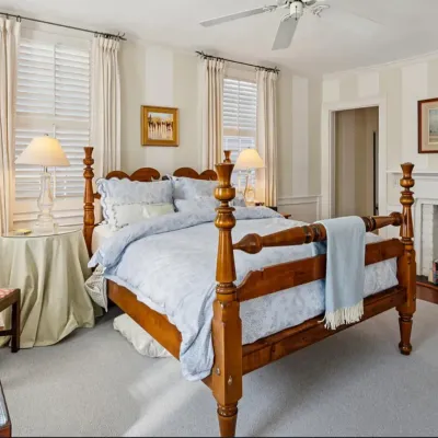 Sale Photo Thumbnail #141: ANTIQUE AMERICAN TIGER MAPLE FOUR POST BED