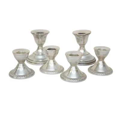 Sale Photo Thumbnail #54: 6 VINTAGE STERLING SILVER WEIGHTED CANDLESTICKS