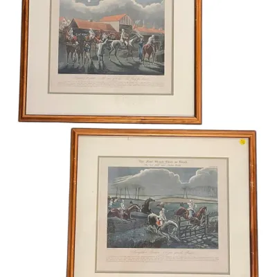 Sale Photo Thumbnail #156: PAIR AQUATINT ENGRAVINGS THE FIRST STEEPLECHASE ON RECORD