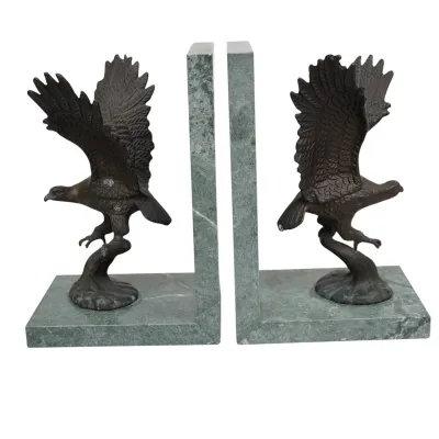 Sale Photo Thumbnail #175: VINTAGE MARBLE & BRONZED EAGLE BOOKENDS