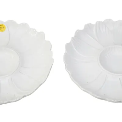 Sale Photo Thumbnail #249: SET OF 2 ITALIAN POTTERY CRUDITE FLOWER PLATES