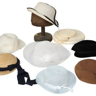 Sale Photo Thumbnail #24: ANTIQUE WOOD HAT FORM MOLD & 8 VINTAGE HATS