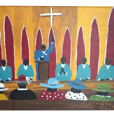 Sale Photo Thumbnail #115: JOHNNIE GRINER GULLAH ORIGINAL AT CHURCH PAINTING