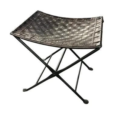 Sale Photo Thumbnail #82: VINTAGE FOLDING LEATHER STOOL